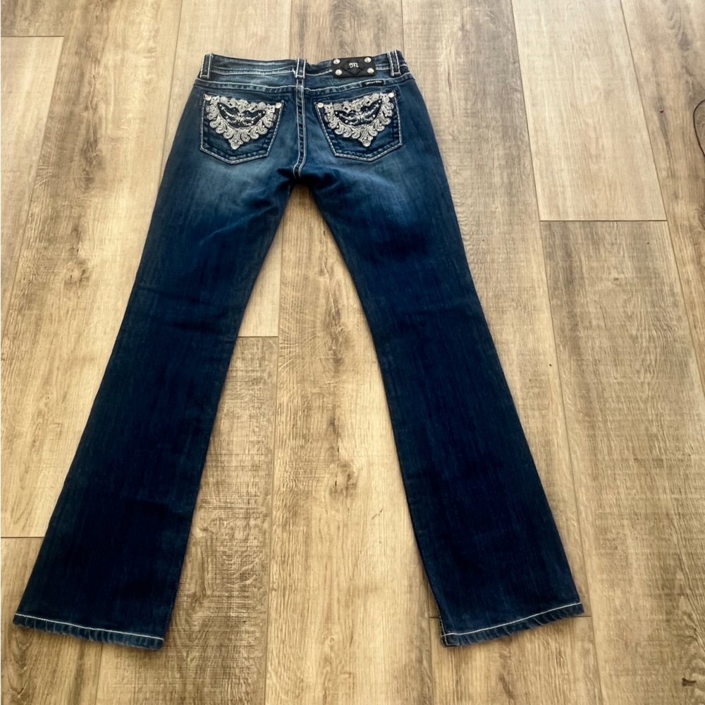 Miss Me Jeans Y2K Blue Denim Med Wash 8” Rise BOOTCUT Sz 30x32 NWOT JP5396BQ